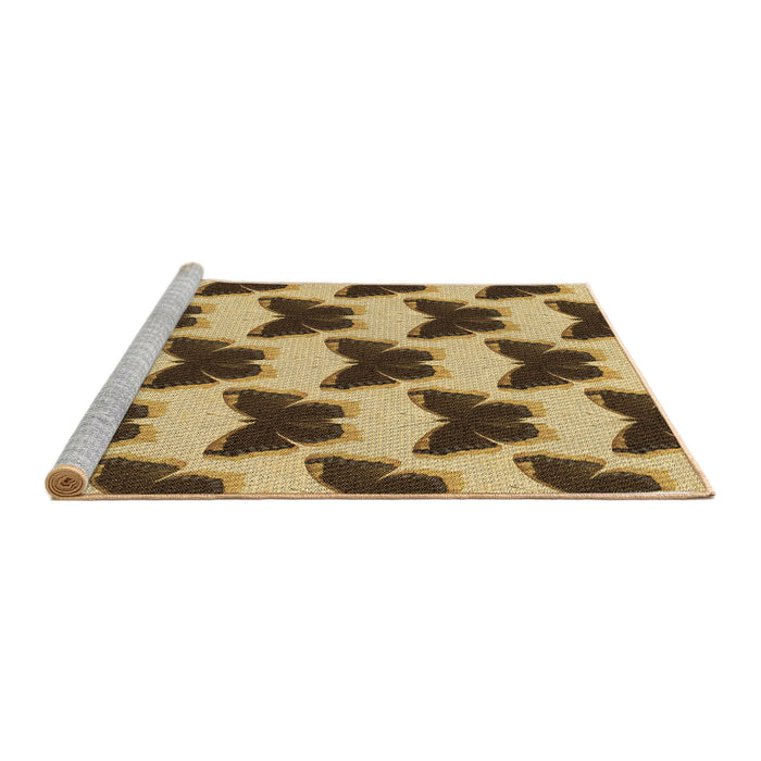 Sideview of Machine Washable Transitional Chrome Gold Yellow Rug, wshpat654brn