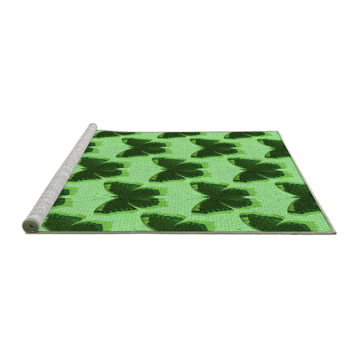 Sideview of Machine Washable Transitional Deep Emerald Green Rug, wshpat654grn