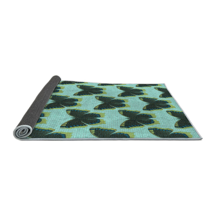 Thickness of Patterned Medium Turquoise Green Rug, pat654lblu