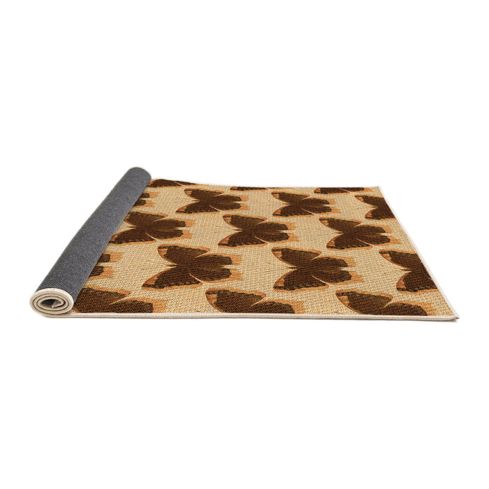 Thickness of Patterned Yellow Orange Rug, pat654org