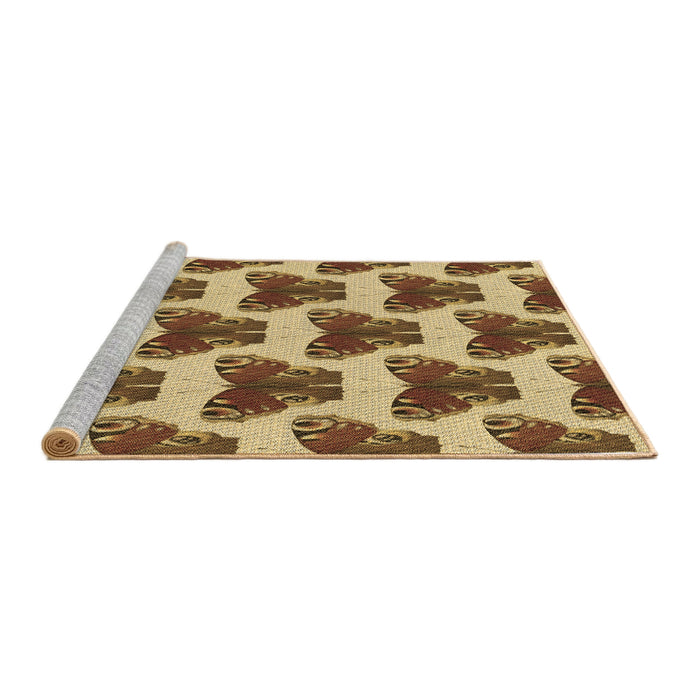 Sideview of Machine Washable Transitional Saddle Brown Rug, wshpat655brn