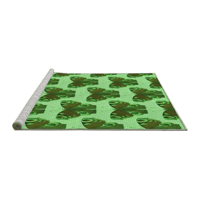 Sideview of Machine Washable Transitional Green Rug, wshpat655grn