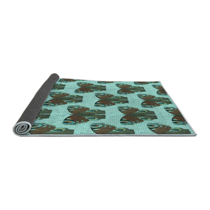 Thickness of Patterned Dark Olive Green Rug, pat655lblu