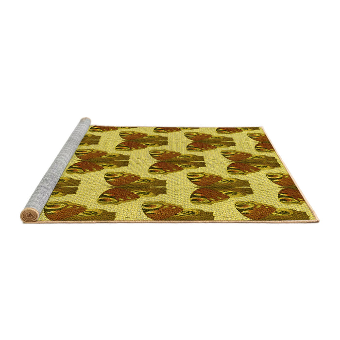 Sideview of Machine Washable Transitional Bright Gold Yellow Rug, wshpat655yw