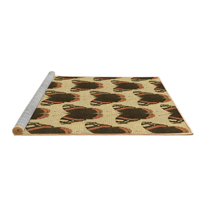 Sideview of Machine Washable Transitional Yellow Orange Rug, wshpat656brn