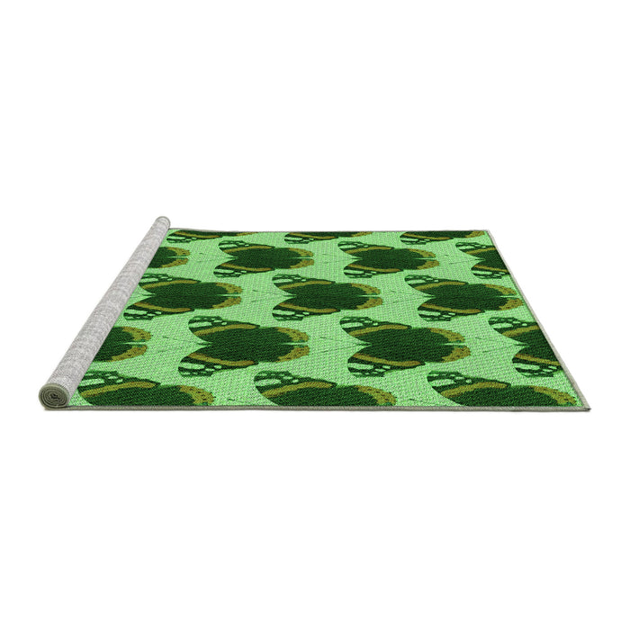 Sideview of Machine Washable Transitional Deep Emerald Green Rug, wshpat656grn