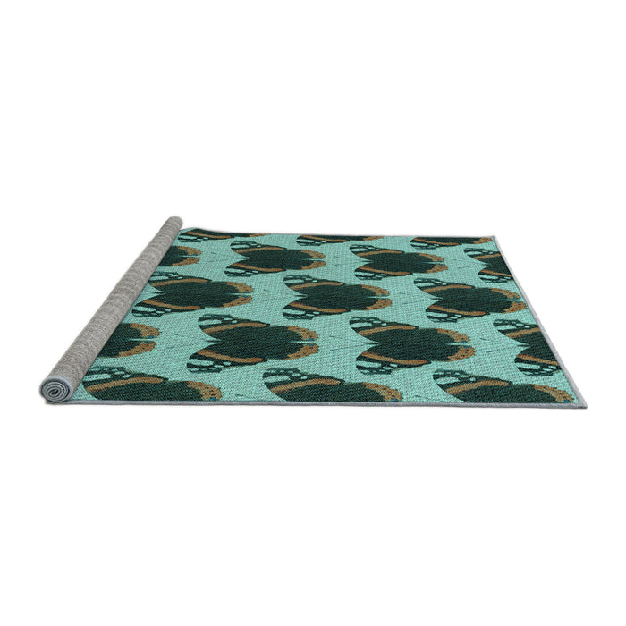Sideview of Machine Washable Transitional Dark Slate Grey Green Rug, wshpat656lblu