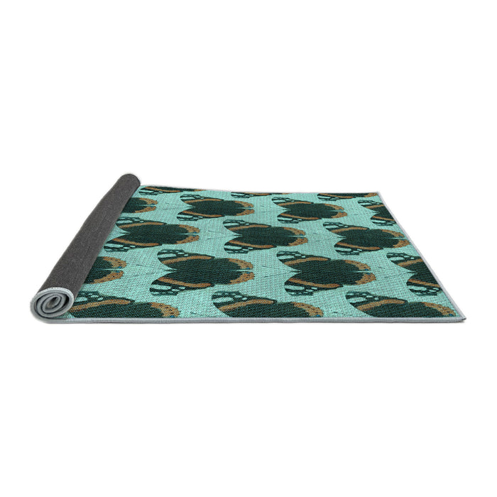 Thickness of Patterned Dark Slate Grey Green Rug, pat656lblu