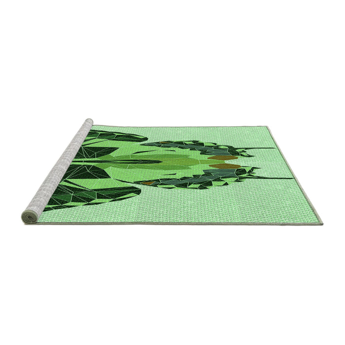 Sideview of Machine Washable Transitional Light Green Rug, wshpat657grn