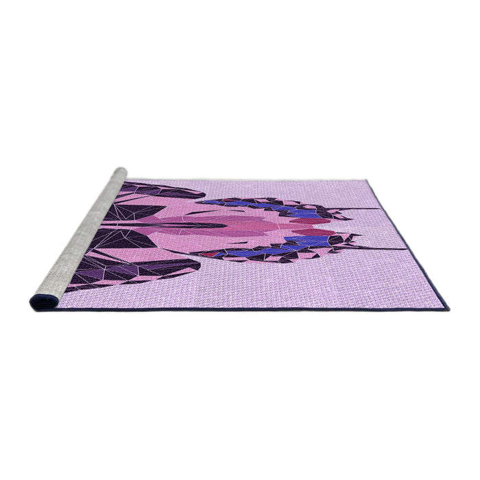 Sideview of Machine Washable Transitional Blossom Pink Rug, wshpat657pur