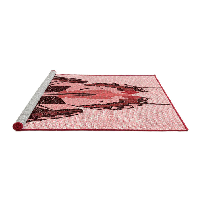 Sideview of Machine Washable Transitional Brown Red Rug, wshpat657rd