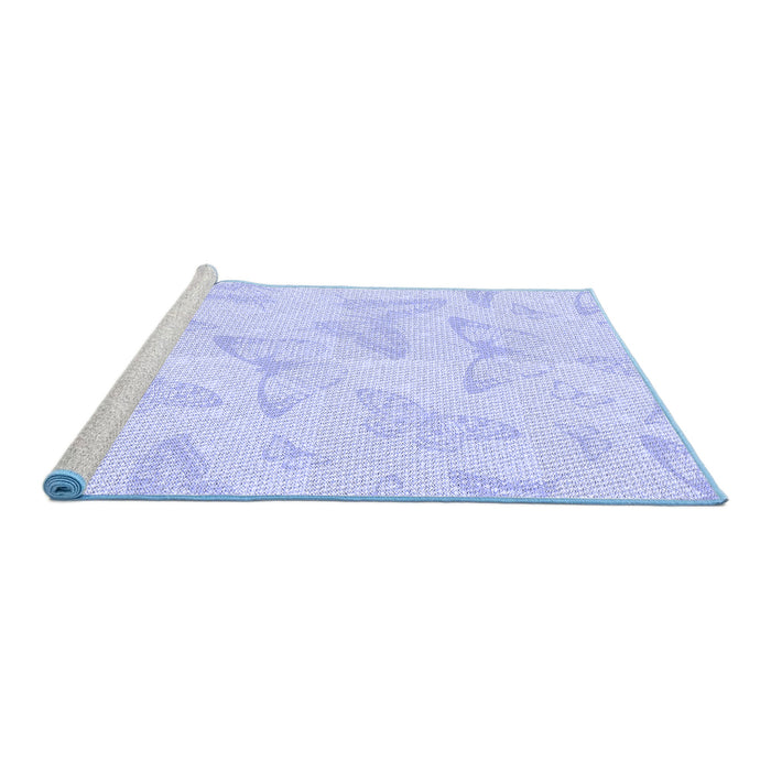 Sideview of Machine Washable Transitional Lavender Blue Rug, wshpat658blu