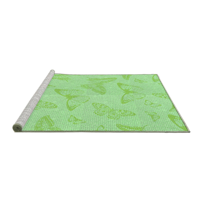 Sideview of Machine Washable Transitional Green Rug, wshpat658grn