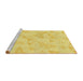 Sideview of Machine Washable Transitional Neon Yellow Rug, wshpat658yw