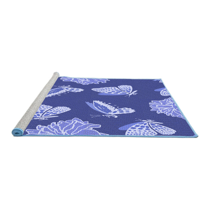 Sideview of Machine Washable Transitional Sky Blue Rug, wshpat659blu