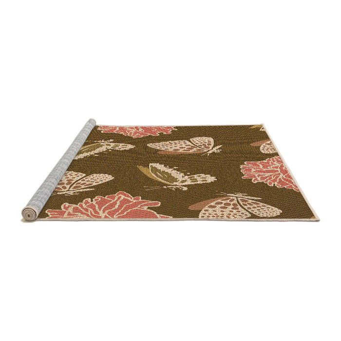 Sideview of Machine Washable Transitional Saddle Brown Rug, wshpat659org
