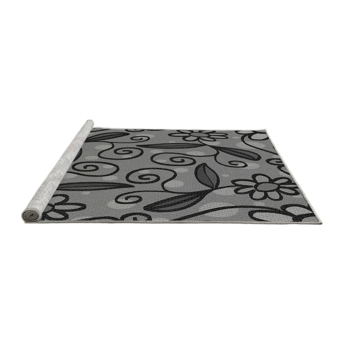 Sideview of Machine Washable Transitional Dark Gray Black Rug, wshpat66gry