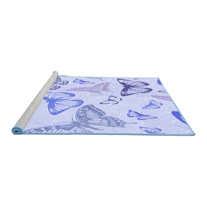 Sideview of Machine Washable Transitional Lavender Blue Rug, wshpat660blu