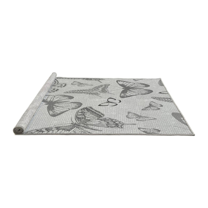 Sideview of Machine Washable Transitional Platinum Gray Rug, wshpat660gry