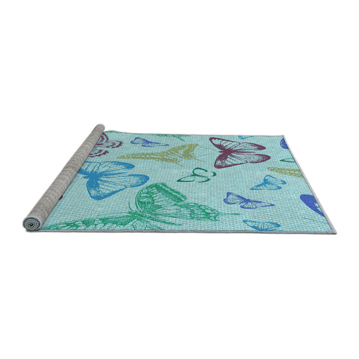 Sideview of Machine Washable Transitional Electric Blue Rug, wshpat660lblu