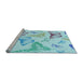 Sideview of Machine Washable Transitional Electric Blue Rug, wshpat660lblu