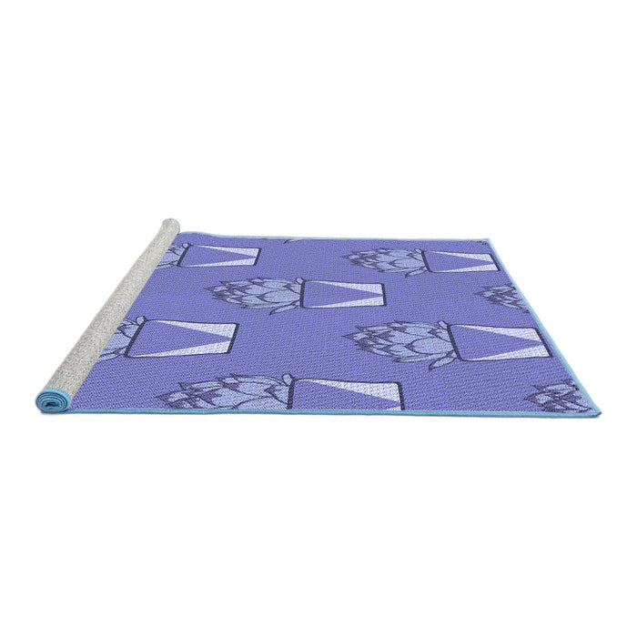 Sideview of Machine Washable Transitional Purple Mimosa Purple Rug, wshpat662blu