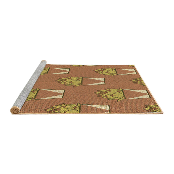 Sideview of Machine Washable Transitional Mahogany Brown Rug, wshpat662brn