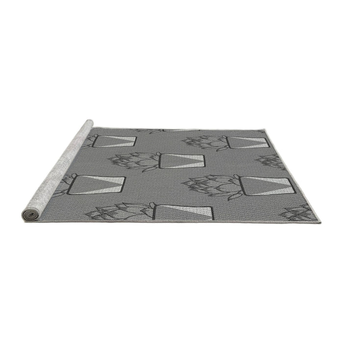 Sideview of Machine Washable Transitional Gray Rug, wshpat662gry