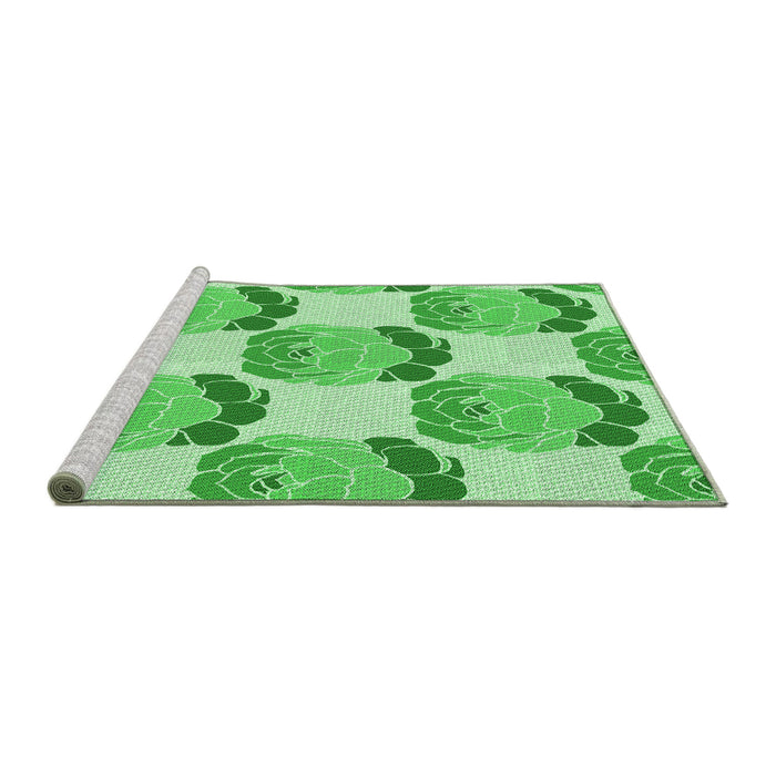 Sideview of Machine Washable Transitional Jade Green Rug, wshpat663grn