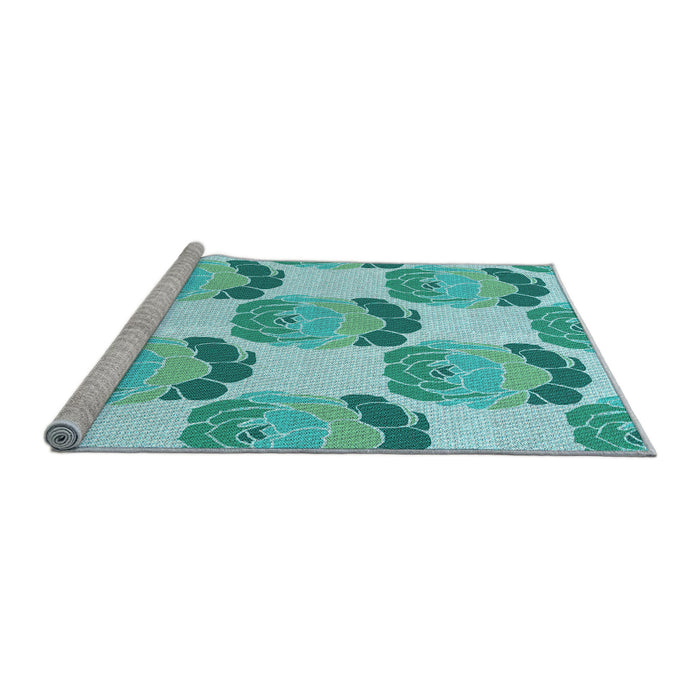 Sideview of Machine Washable Transitional Light Sea Green Rug, wshpat663lblu