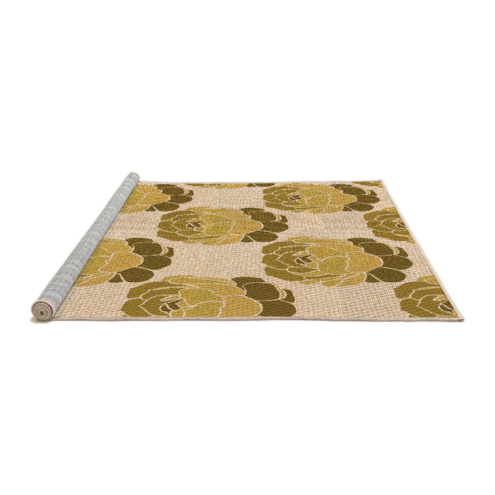 Sideview of Machine Washable Transitional Brown Gold Rug, wshpat663org