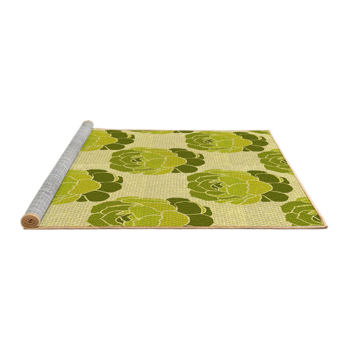 Sideview of Machine Washable Transitional Dark Yellow Green Rug, wshpat663yw