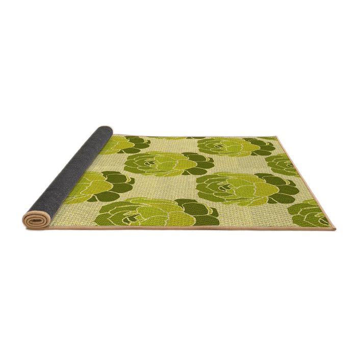 Thickness of Patterned Dark Yellow Green Rug, pat663yw