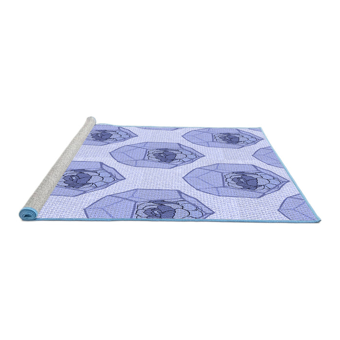 Sideview of Machine Washable Transitional Medium Slate Blue Rug, wshpat664blu