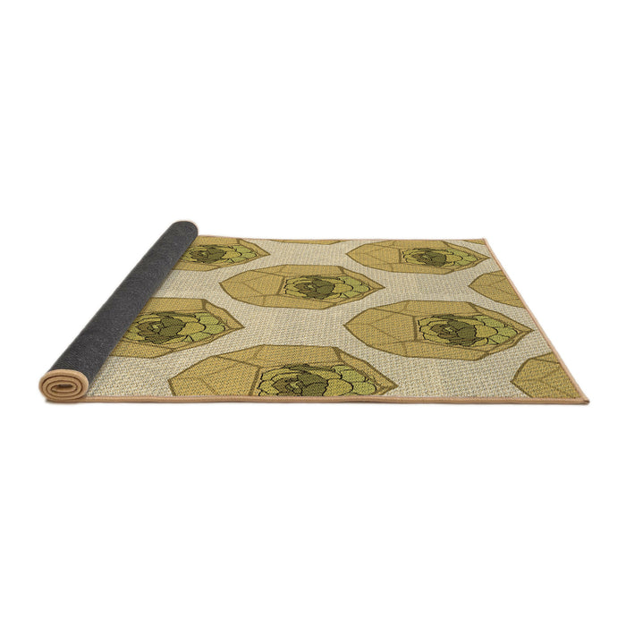 Thickness of Patterned Dark Golden Brown Rug, pat664brn