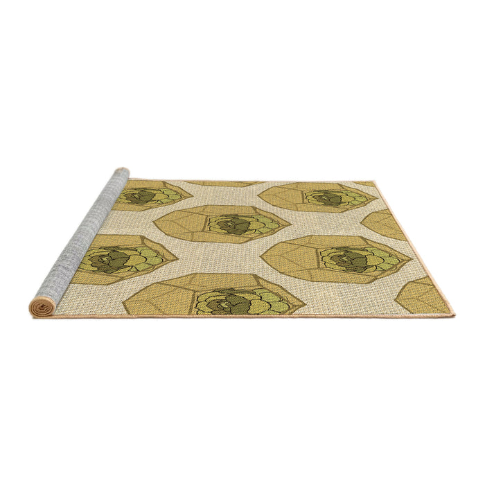 Sideview of Machine Washable Transitional Dark Golden Brown Rug, wshpat664brn