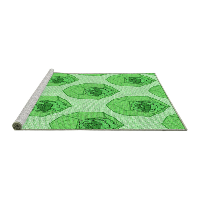Sideview of Machine Washable Transitional Green Rug, wshpat664grn