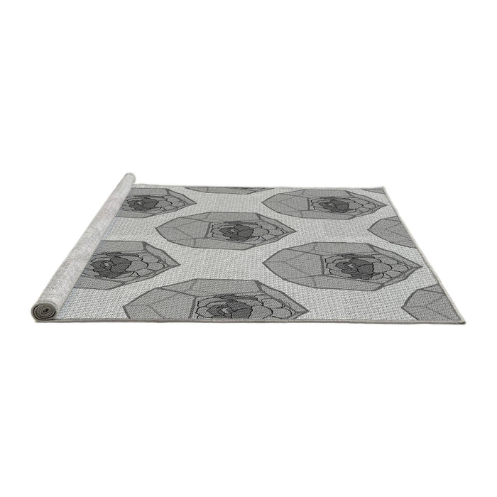 Sideview of Machine Washable Transitional Gray Rug, wshpat664gry