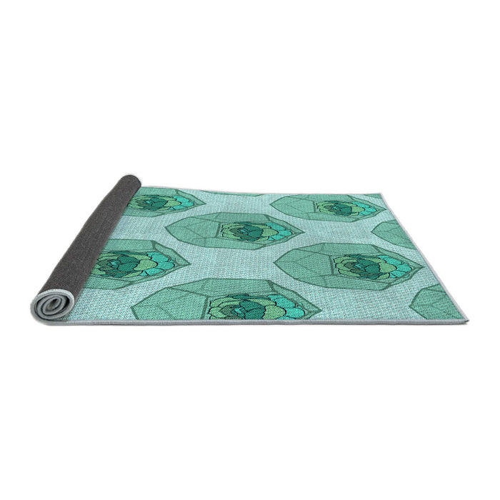 Thickness of Patterned Light Sea Green Rug, pat664lblu