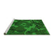 Sideview of Machine Washable Transitional Deep Emerald Green Rug, wshpat665grn