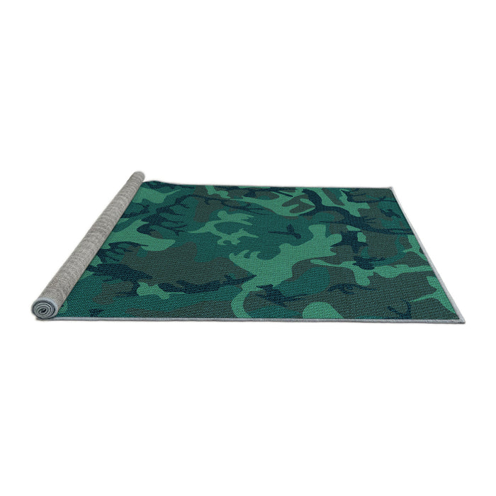 Sideview of Machine Washable Transitional Dark Cyan Green Rug, wshpat665lblu