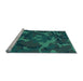 Sideview of Machine Washable Transitional Dark Cyan Green Rug, wshpat665lblu