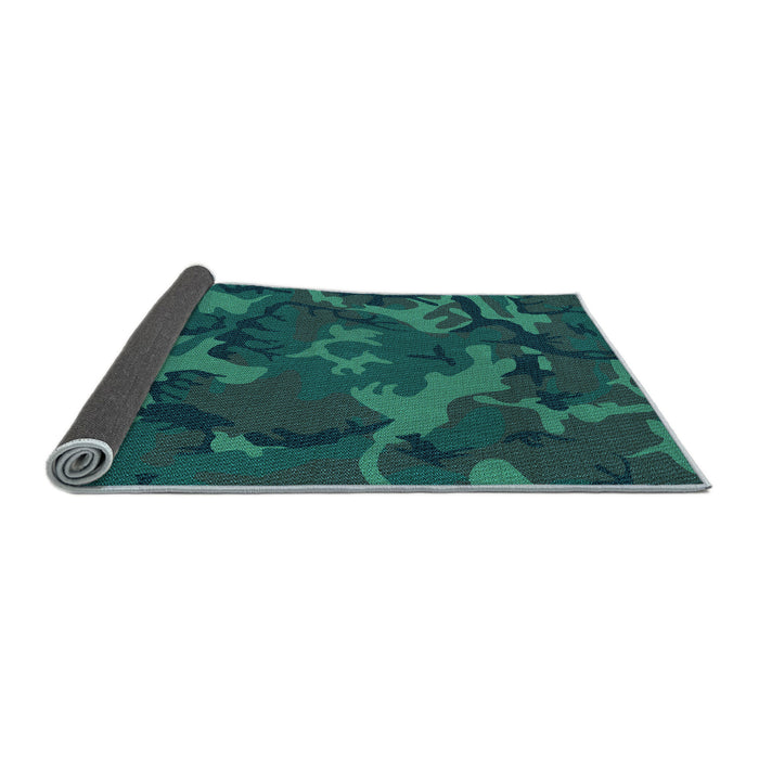 Thickness of Patterned Dark Cyan Green Rug, pat665lblu