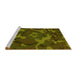 Sideview of Machine Washable Transitional Dark Yellow Green Rug, wshpat665yw