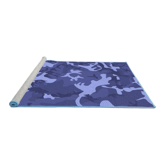 Sideview of Machine Washable Transitional Light Slate Blue Rug, wshpat666blu
