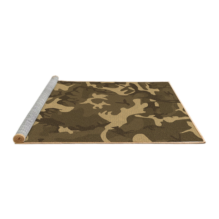 Sideview of Machine Washable Transitional Cinnamon Brown Rug, wshpat666brn