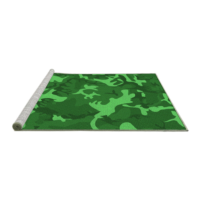 Sideview of Machine Washable Transitional Dark Green Rug, wshpat666grn