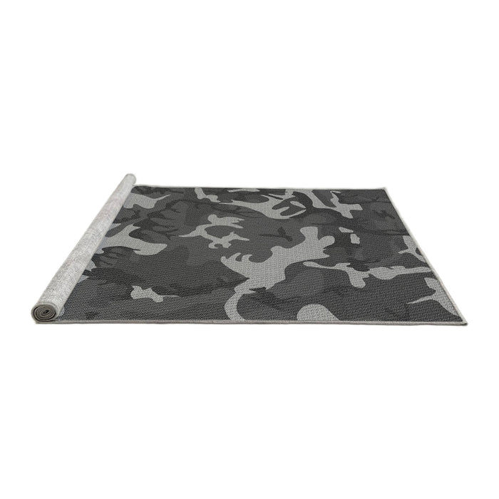 Sideview of Machine Washable Transitional Gray Rug, wshpat666gry