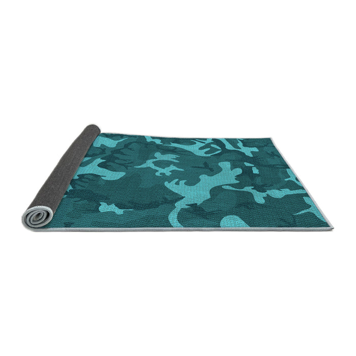 Thickness of Patterned Dark Turquoise Green Rug, pat666lblu