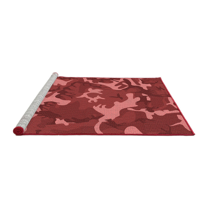 Sideview of Machine Washable Transitional Orange Rug, wshpat666rd